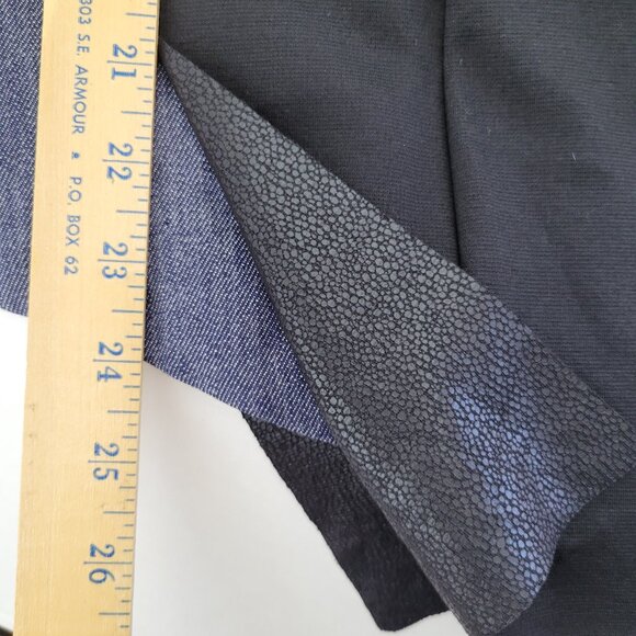 Karen Kane Vest Womens Plus 2X Blue Denim Black Faux Leather Moto Made in USA - Picture 12 of 14